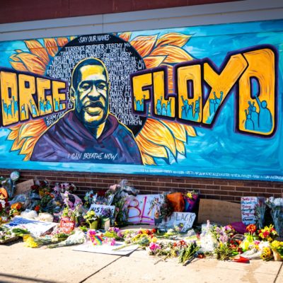 A mural and tribute to George Floyd in MN