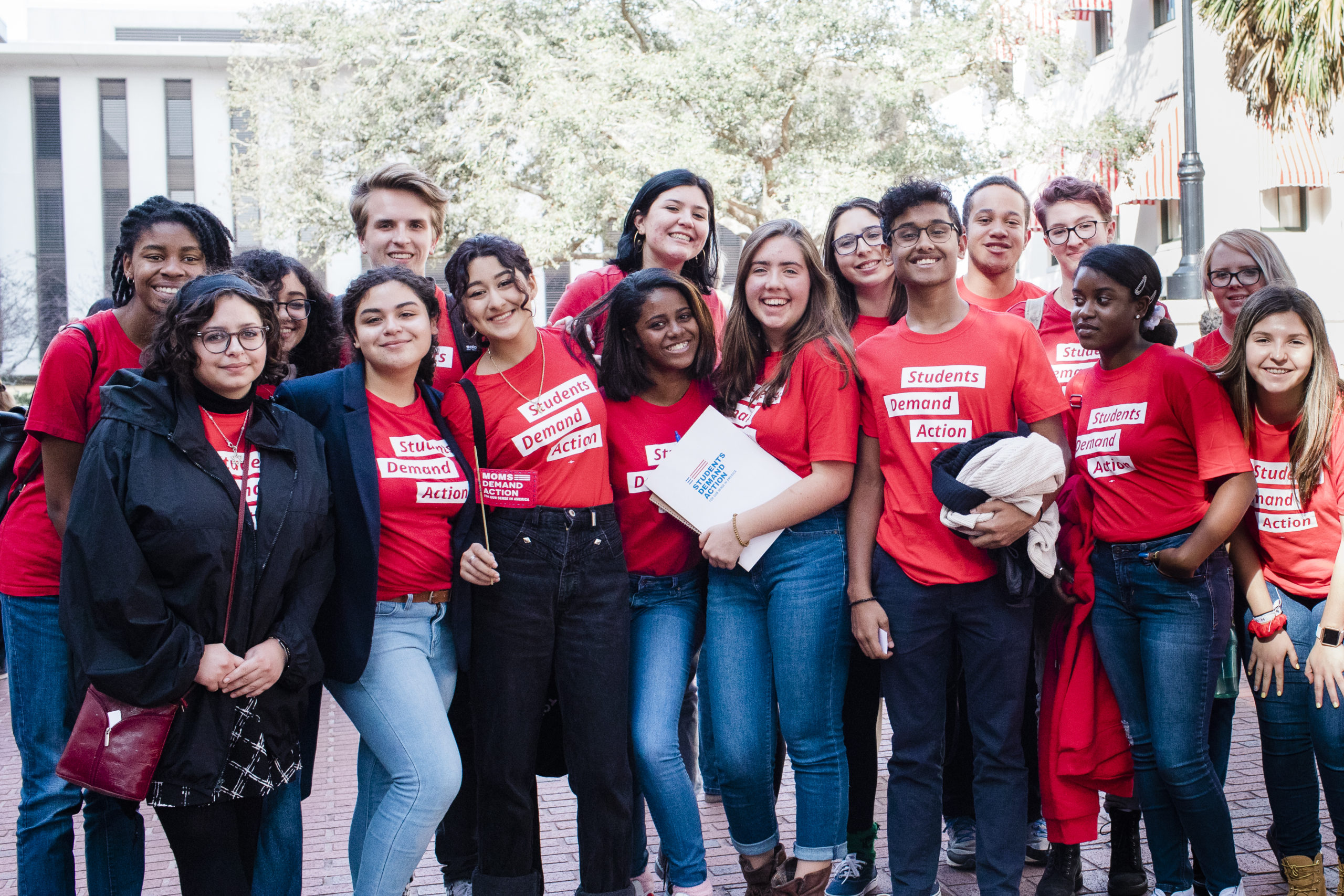 Group photo of nearly 20 Students Demand Action volunteers at an Advocacy Day