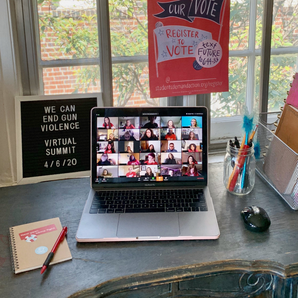 An image of a laptop displaying the screen for Students Demand Action Virtual Summit