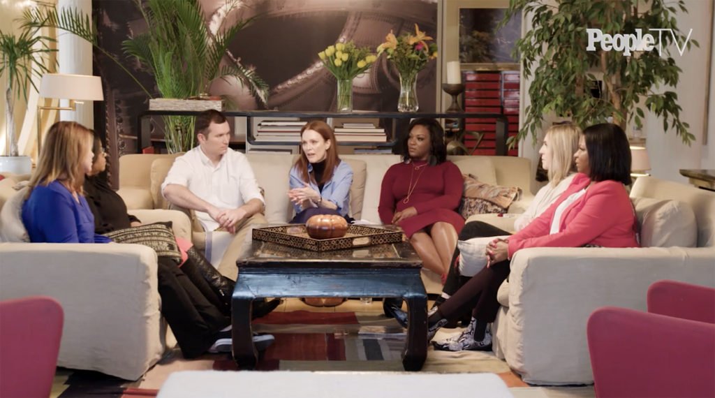 A scene from a documentary in partnership with People Magazine where Everytown Creative Council chair Julianne Moore interviewed members of the Everytown Survivor Network.