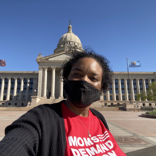 A volunteer in Oklahoma City on the Road Trip for Background Checks