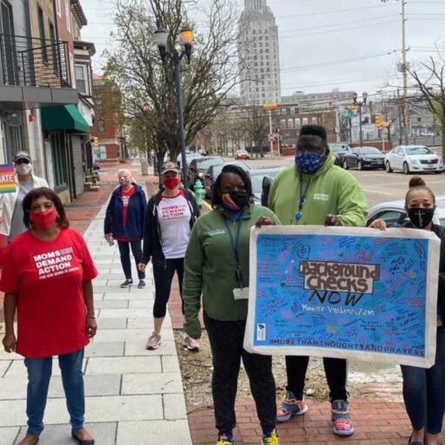 A group of volunteers on the Camden, NJ Road Trip for Background Checks stop
