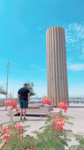 Jose stands in front of the Ponder Park memorial in El Paso for the 23 victims killed and the 23 wounded at a mass shooting in a Texas Walmart