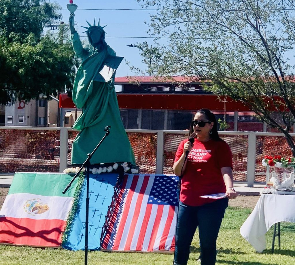 Selina Saenz speaking at an event